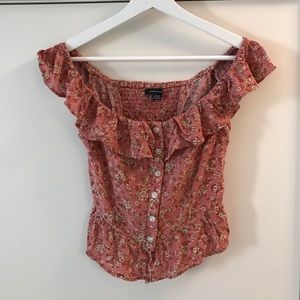 American Eagle cropped western blouse